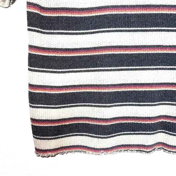 American Eagle Cream & Olive Green Stripe Knit Short Sleeve Top Medium Women’s - Picture 4 of 9